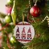 2024 Christmas Ornament Xmas Tree Hanging Accessories,Valentine's Day I Love U Quotes Christmas Tree Round Ceramic Ornaments for Holiday Party Home Decor,Gnomes with Hearts and Romantic Rose Vine view 4