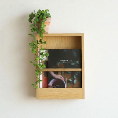 SHYP Wall Decor Floating Shelves Wooden Magazine Rack Hanging Bookshelf Wall Mounted Magazine File Holder Mail Organizer Literature Rack for Home, Office, Waiting Room, Cafes (Color : B)