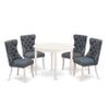 East West Furniture BODA5-WHI-13 5 Piece Dining Set Contains a Round Kitchen Table and 4 Polyester Fabric Upholstered Parson Chairs, Linen White view 1