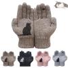 Jfxgjuv Cat Fan Cotton Gloves, Cat Bird Print Gloves, Winter Gloves Cat Print Gloves, Outdoor Thermal Cat and Bird Print Gloves (One Size, Khaki) view 1