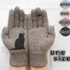 Jfxgjuv Cat Fan Cotton Gloves, Cat Bird Print Gloves, Winter Gloves Cat Print Gloves, Outdoor Thermal Cat and Bird Print Gloves (One Size, Khaki) view 2
