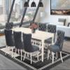 East West Furniture DODA9-LWH-13 9 Piece Dining Table Set Includes a Rectangle Kitchen Table with Butterfly Leaf and 8 Polyester Fabric Chairs, Linen White view 2