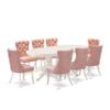 East West Furniture VADA9-LWH-23 9 Piece Dining Table Set Consists of an Oval Kitchen Table with Butterfly Leaf and 8 Polyester Fabric Chairs, Linen White view 1