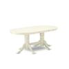 East West Furniture VADA9-LWH-23 9 Piece Dining Table Set Consists of an Oval Kitchen Table with Butterfly Leaf and 8 Polyester Fabric Chairs, Linen White view 3