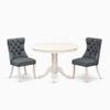 East West Furniture HLDA3-LWH-13 3 Piece Dining Set Contains a Round Kitchen Table with Pedestal and 2 Polyester Fabric Upholstered Parson Chairs, Linen White view 1
