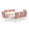 East West Furniture LGDA9-LWH-23 9 Piece Kitchen Set Contains a Rectangle Dining Table with Butterfly Leaf and 8 Polyester Fabric Upholstered Chairs, linen white view 1