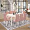 East West Furniture LGDA9-LWH-23 9 Piece Kitchen Set Contains a Rectangle Dining Table with Butterfly Leaf and 8 Polyester Fabric Upholstered Chairs, linen white view 2