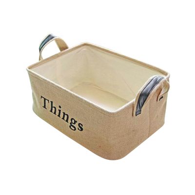 STOBAZA Jute Portable Storage Basket Large Sundries Organizer Handles for Desktop Household Supplies for Toys Versatile Storage