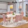 East West Furniture VADA7-LWH-23 7 Piece Dinette Set Contains an Oval Dining Table with Butterfly Leaf and 6 Polyester Fabric Upholstered Chairs, Linen White view 2