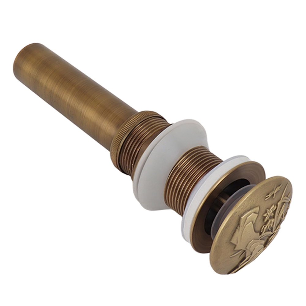 Fafeicy Sink Drain, Brass Retro Anti Clog Wash Basin Drain Filter, Up Stopper, for Home, Kitchen