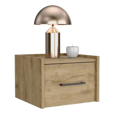 DEPOT E-SHOP Yorktown Floating Nightstand, Space-Saving Design with Handy Drawer and Surface, Macadamia
