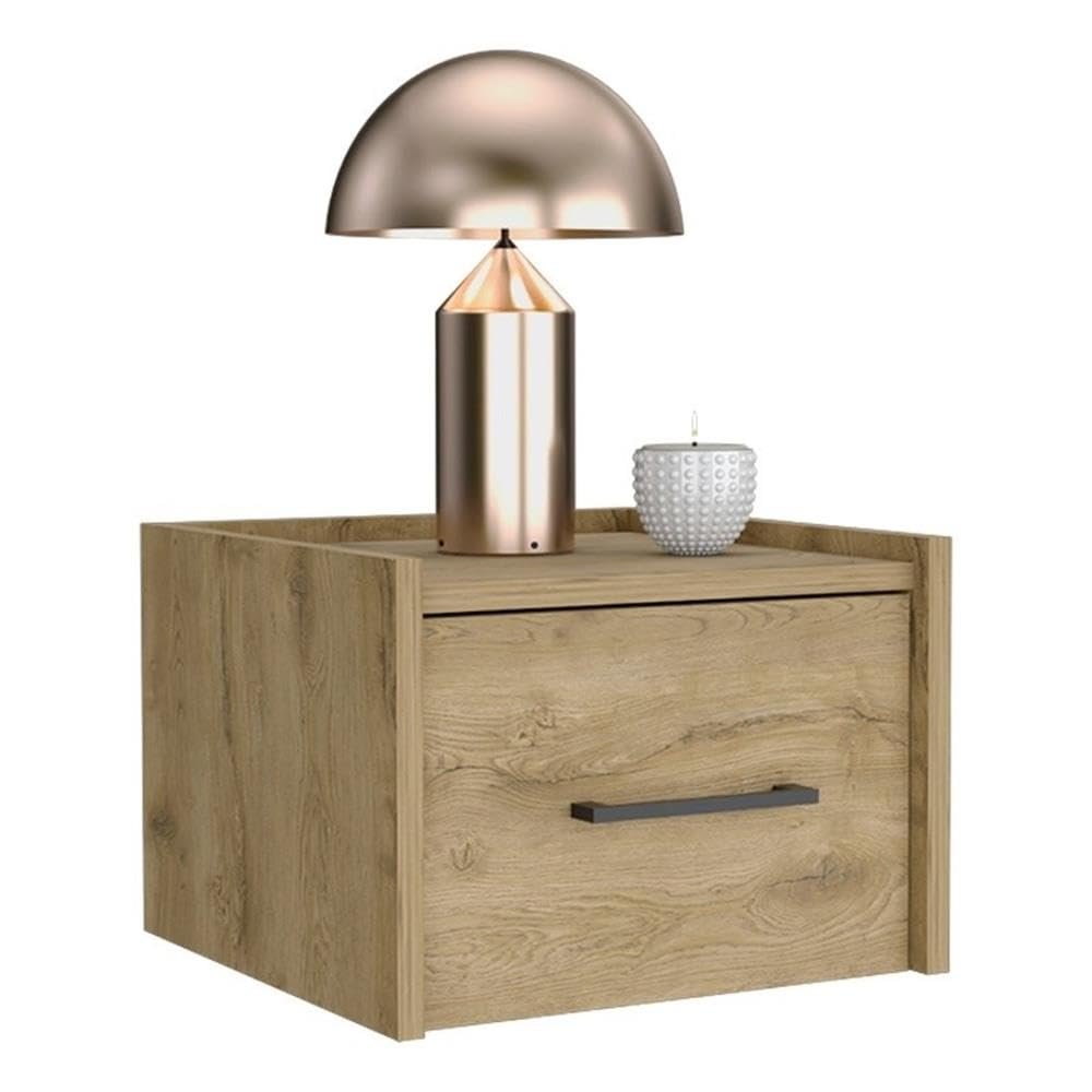 DEPOT E-SHOP Yorktown Floating Nightstand, Space-Saving Design with Handy Drawer and Surface, Macadamia