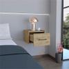DEPOT E-SHOP Yorktown Floating Nightstand, Space-Saving Design with Handy Drawer and Surface, Macadamia view 2