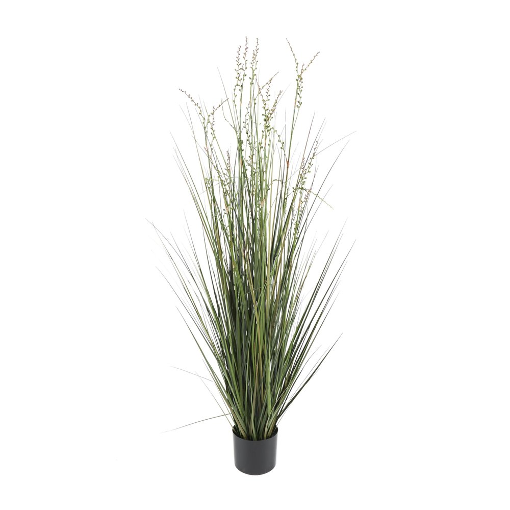 Deco 79 Faux Foliage Onion Grass Artificial Plant Tall with String of Pearl Accents and Black Plastic Pot, 20" x 20" x 60", Green