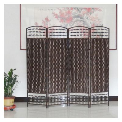 GOCHUSX Short Fiber Weave Folding Screen, 39 Inches Tall Room Dividers Wall and Privacy Screens, Indoor Outdoor Movable Protective Separator Partition Decorative (Color : Dark Brown, Size : 40X100cm