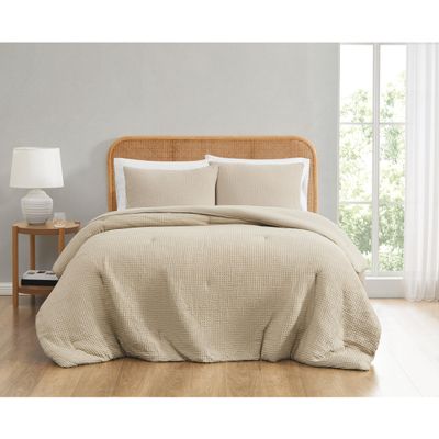 TRULY SOFT Textured Waffle Beige Twin/Twin XL 2 Piece Comforter Set