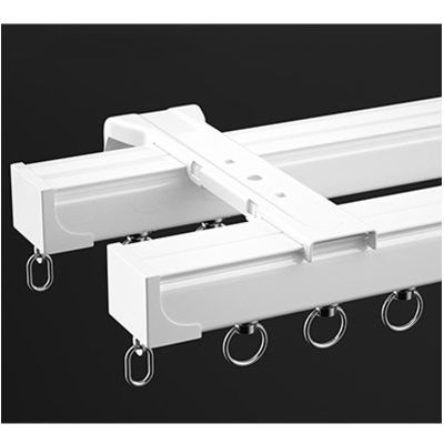 Aluminum Double Curtain Track Set 2.5ft-19.7ft Heavy Duty Ceiling Track for Curtains Ceiling/Wall Mount Curtain Rail System for Living Room Bedroom (Color : White-02, Size : C-150cm(2 * 150cm))