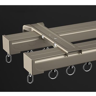 Aluminum Double Curtain Track Set 2.5ft-19.7ft Heavy Duty Ceiling Track for Curtains Ceiling/Wall Mount Curtain Rail System for Living Room Bedroom (Color : Champagne-02, Size : B-110cm(2 * 110cm))