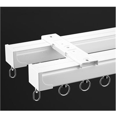 Aluminum Double Curtain Track Set 2.5ft-19.7ft Heavy Duty Ceiling Track for Curtains Ceiling/Wall Mount Curtain Rail System for Living Room Bedroom (Color : White-01, Size : A-135cm(2 * 135cm))