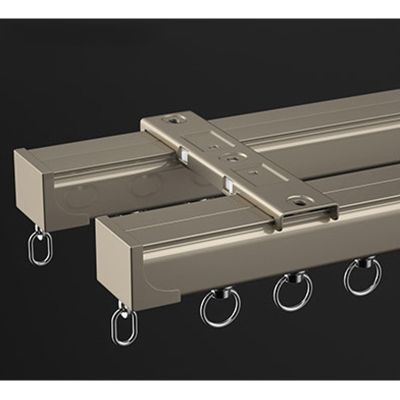 Aluminum Double Curtain Track Set 2.5ft-19.7ft Heavy Duty Ceiling Track for Curtains Ceiling/Wall Mount Curtain Rail System for Living Room Bedroom (Color : Champagne-01, Size : C-115cm(2 * 114cm))
