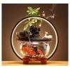 Tabletop Water Fountain Indoor Relaxation Desktop Ceramic Tabletop Fountain with Glass Fish Tank, Wooden Base and LED Light, Indoor Zen Desktop Relaxing Water Feature - Interior Spa and Yoga Decoratio view 1