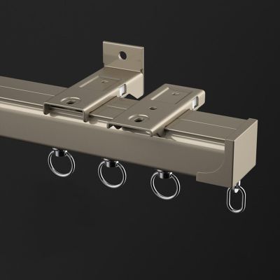 Aluminum Ceiling Curtain Track 2.5ft-19.7ft Heavy Duty Ceiling Track for Curtains Wall Mount Curtain Rail System for Living Room Bedroom (Color : Champagne-01, Size : A-80cm)