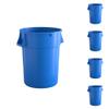 5-Pack! 44 Gallon Blue Round Commercial Trash Can, Perfect for Restaurant, Office, School, Garage, Backyard, Workshop, Warehouse view 1
