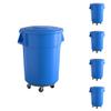5-Pack! 55 Gallon Blue Round Commercial Trash Can with Lid and Dolly, Perfect for Restaurant, Office, School, Garage, Backyard, Workshop, Warehouse view 1