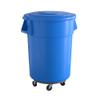 5-Pack! 55 Gallon Blue Round Commercial Trash Can with Lid and Dolly, Perfect for Restaurant, Office, School, Garage, Backyard, Workshop, Warehouse view 2