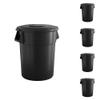 5-Pack! 55 Gallon Black Round Commercial Trash Can and Lid, Perfect for Restaurant, Office, School, Garage, Backyard, Workshop, Warehouse view 1