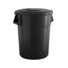 5-Pack! 55 Gallon Black Round Commercial Trash Can and Lid, Perfect for Restaurant, Office, School, Garage, Backyard, Workshop, Warehouse view 2