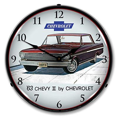 1963 Chevy II Nova Super Sport Backlit LED Lighted Clock