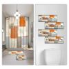 Lnond Orange 4Pcs Bathroom Shower Curtain Sets with Rugs +4 Pieces Bathroom Wall Art, Relax Soak Unwind Breathe Orange Abstract Bathroom Signs Decor view 1