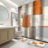 Lnond Orange 4Pcs Bathroom Shower Curtain Sets with Rugs +4 Pieces Bathroom Wall Art, Relax Soak Unwind Breathe Orange Abstract Bathroom Signs Decor view 2