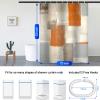 Lnond Orange 4Pcs Bathroom Shower Curtain Sets with Rugs +4 Pieces Bathroom Wall Art, Relax Soak Unwind Breathe Orange Abstract Bathroom Signs Decor view 3
