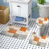 Lnond Orange 4Pcs Bathroom Shower Curtain Sets with Rugs +4 Pieces Bathroom Wall Art, Relax Soak Unwind Breathe Orange Abstract Bathroom Signs Decor view 4