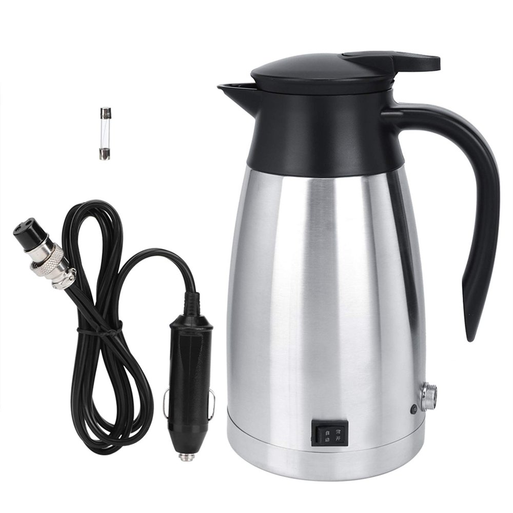 Car Electric Heated Kettle - 12V/24V Hot Water Bottle with 1000ml Capacity and Temperature Control