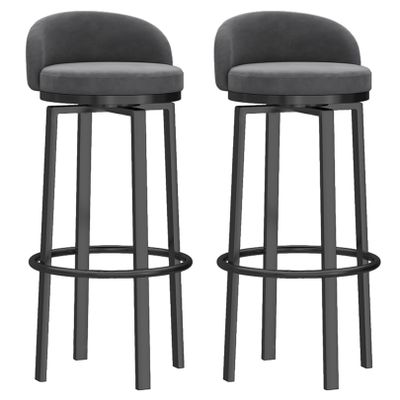 ANram Swivel Bar Stools Set of 2, Modern Velvet Upholstered Counter Height Chair with Back for Home Bar Kitchen Breakfast Island