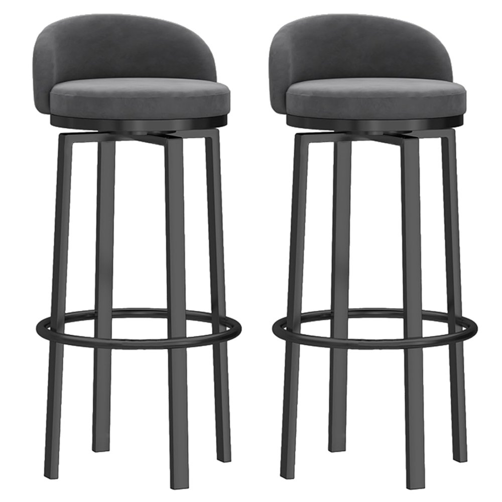 ANram Swivel Bar Stools Set of 2, Modern Velvet Upholstered Counter Height Chair with Back for Home Bar Kitchen Breakfast Island