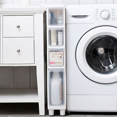5.5in Width Small Bathroom Storage Cabinet, Toilet Paper Storage Cabinet with Narrow Plastic Storage Drawers for Bathroom, Living Room, Bedroom, White