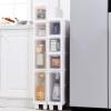 5.5in Width Small Bathroom Storage Cabinet, Toilet Paper Storage Cabinet with Narrow Plastic Storage Drawers for Bathroom, Living Room, Bedroom, White view 3