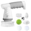 Electric Spin Scrubber, Electric Cleaning Brush Scrubber for Bathroom Electric Spin Cleaner with 4 Replaceable Shower Cleaning Brush Heads for Wall, Tile Floor, Bathtub, Toilet, Window (Color : Grey view 1