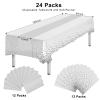 Ammbeetty 24 Packs Disposable Tablecloth Rectangle Table & Satin Table Runner, White & Silver, 54 x 108 Inch, 12 People view 2