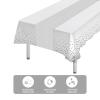 Ammbeetty 24 Packs Disposable Tablecloth Rectangle Table & Satin Table Runner, White & Silver, 54 x 108 Inch, 12 People view 4