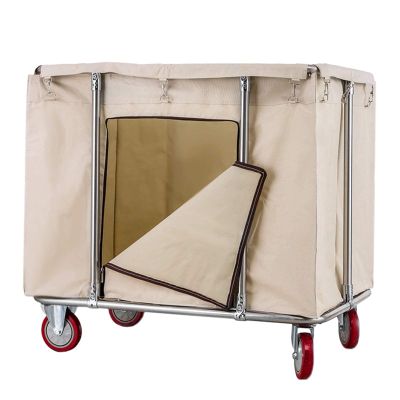 400L Extra Large Laundry Sorter Cart with Zipper Door, Bag & Wheels, Heavy Duty Housekeeping Cleaning Trolley for Nursery, Hospital & Hotel