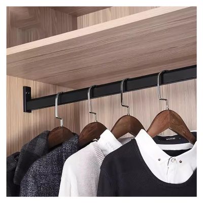 Closet Hanging Rods with 2 Flange, Closet Rod for Hanging Clothes, Metal Space Saver Extender Closet Bar for Wardrobes, Laundry Room, Shoe Cabinets (Color : Black, Size : 31~50cm)
