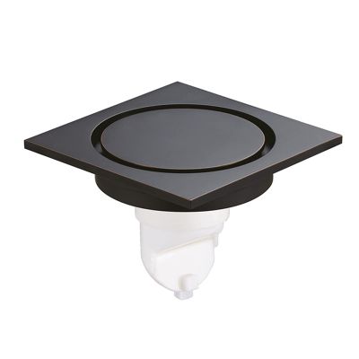 Shower Drain, Square Brass Shower Floor Drain with Removable Tile Insert Grate Cover, Anti-Odor, Hair Filters,1010Cm,Black Bronze,B (Color : Black, Size : B)