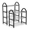 HEXEH Shoe Rack 3/4 Tiers Shoe Rack Holder Aluminum Shoe Cabinets Shelf Shoe Cabinet Home Dorm Small Size Storage Holder Home Organizer Shoe Storage Cabinet (Size : A) view 2