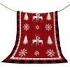 Christmas Throw Blanket Elk Deer Snowflake Blanket Soft Warm Cozy Flannel Fleece Blanket Reindeer Buffalo Plaid Checkered Christmas Blankets for Home Sofa Chair Beds Christmas Decoration 60" x 80" view 1