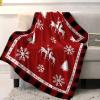 Christmas Throw Blanket Elk Deer Snowflake Blanket Soft Warm Cozy Flannel Fleece Blanket Reindeer Buffalo Plaid Checkered Christmas Blankets for Home Sofa Chair Beds Christmas Decoration 60" x 80" view 4